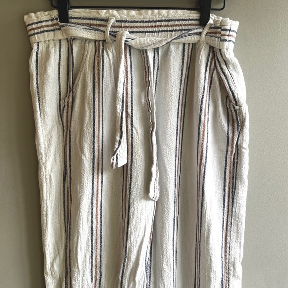 Jolt Striped Shorts Womens L Large Casual Summer Boho Beige Brown Blue Linen - Picture 4 of 16